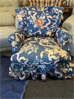 Small Blue Club Chair with Floral Fabric