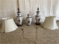 Porcelain lamps and matching porcelain vase