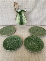 Italian Cabbage Pitcher, Plates made in Portugal