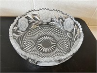 Lead Crystal Bowl West Germany frosted rose