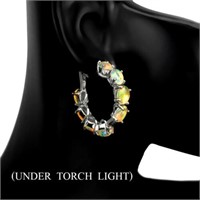 Fire Opal Rainbow Full Flash 925 Silver Earrings