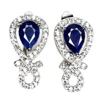 Sapphire Diffusion Cz White GoldPlate 925 Earrings