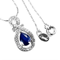 Sapphire Diffusion Cz White GoldPlate 925 Necklace