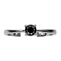 Black Diamond 0.33ct 4mm 925 Silver Ring Size 8