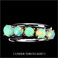 Fire Opal Hot Rainbow 925 Silver Ring Size 8
