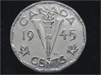 1945 Canada 5 cents coin