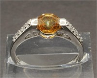 925 Silver Ring with Citrine and Zircon