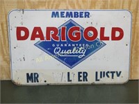 VTG ORIGINAL DARIGOLD DAIRY ADVERTISING METAL SIGN