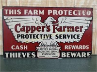 VTG 1950'S CAPPER'S FARMER PROTECTIVE SERVICE SIGN