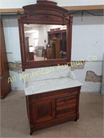 OUTSTANDING VICTORIAN MARBLE TOP WASHSTAND
