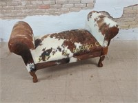 ROLLED ARM WESTERN COWHIDE BENCH