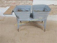ANTIQUE DOUBLE GALVANIZED WASHTUBS WITH STAND