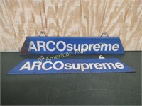 PAIR OF VTG ARCO SUPREME GASOLINE PLATE SIGNS