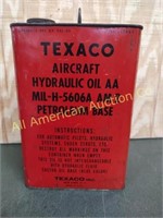 VTG TEXACO AIRCRAFT HYDRAULIC OIL CAN, 1 GAL.