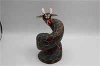 Signed Vasquez Oaxacan Wood Carved Black Snake