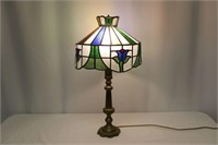 70s Tulip Stain Glass Candlestick Lamp