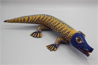 Artist-signed Cruz Oaxacan Wood Carved Alligator