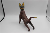 Signed Cuevas Oaxacan Wood Carved "Stretching" Cat