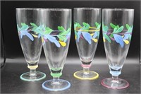 4-Vtg. LOVELY Handpainted Leaf Ice Tea Glasses