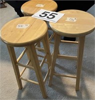 3 wooden bar stools
