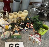 Assortment of vases and holiday decor