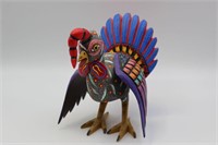 Artist-Signed Morales Oaxacan Wood Carved Turkey