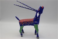 Artist-Signed Oaxacan Wood Carved Purple Antelope