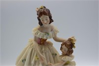 Dresden Mother & Daughter Porcelain Figurines