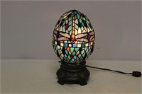 Faberge-Tiffany Style Dragonfly Stained Glass Lamp