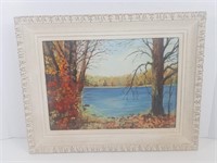 "Fall Forest Lake" Framed Painting