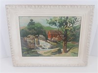 "Wooded Forest Creek House" Framed Painting