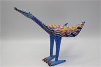 Signed Santiago Oaxacan Wood Carved Standing Bird