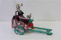 3-Pc. Oaxacan Wood Carved Cart W/ Dog & Passenger