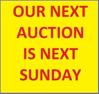 OUR NEXT AUCTION IS NEXT SUNDAY