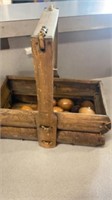 WIODEN HAND MADE BASKET WITH WOODEN EGGS