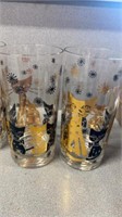 MID CENTURY CAT GLASSES AND CLEAR GLASSES