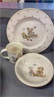 HAND PAINTED 12 IN BOWL, 3 PIECE MIKASA TEDDY