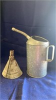 GALVANIZED OIL CAN AND FUNNEL