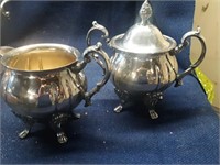 SILVER TEA SET AND STERLING SILVER CANDLE HOLDERS