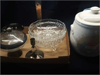 COOKIE JAR, GLASS DISHES, DECORATIVE PIECES