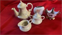 DAINTY TEAPOT , CUPS, SAUCERS, VASES