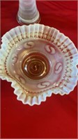 ANTIQUE JEFFERSON CANARY GLASS BOWL, 2 VASES AND