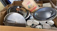 CHRISTMAS COFFEE CUPS, CAKE- PIE PANS, WARMER AND