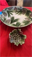 HUGE PLATTER AND PINE CONE BOWL