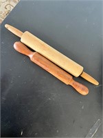 2 vintage wooden rolling pins