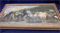 ANTIQUE PICTURE-1855 THE HORSE FAIR BY ROA