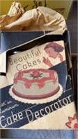 TRAY WITH VINTAGE CAKE DECORATING , PASTRY ,