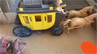 PLASTIC TOY STAGE COACH ONE GOOD AND ONE IN
