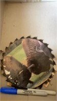 VINTAGE PICTURES & BUFFALO ON SAW BLADE