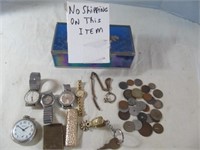 Vintage Foreign Coins / Zippo Lighter / Watches